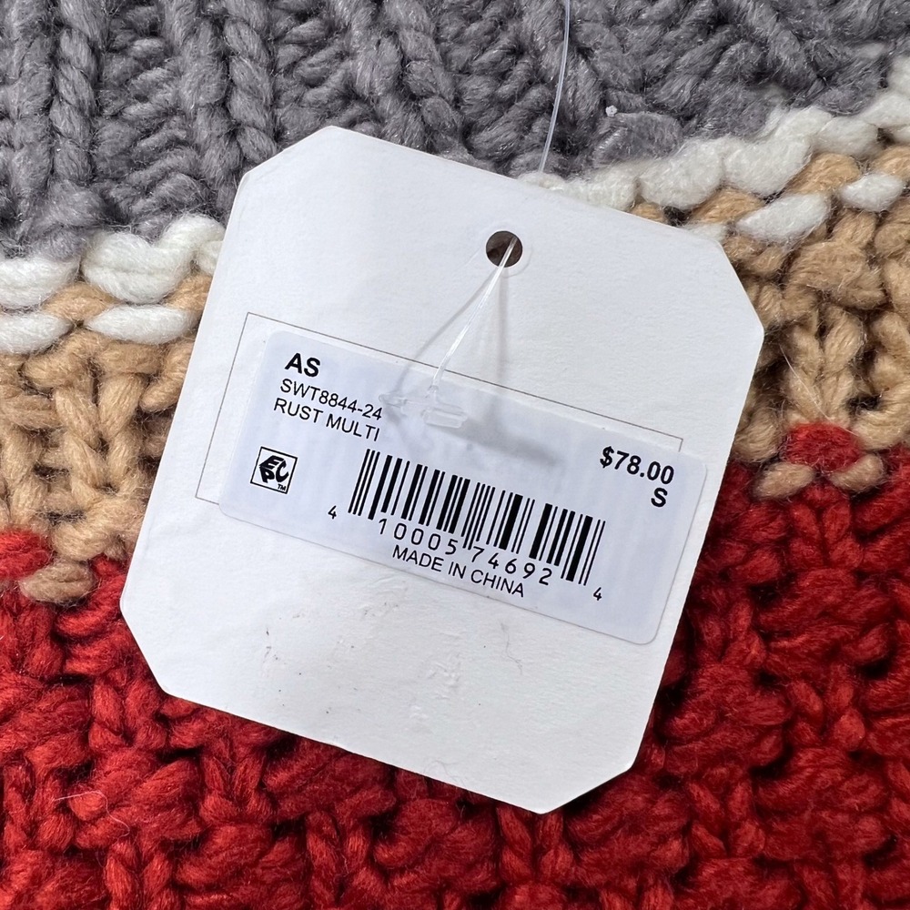 NWT ALTAR'D STATE Women's Small Rust Multi Stripe Knit Cute Cropped Sweater - Picture 4 of 7